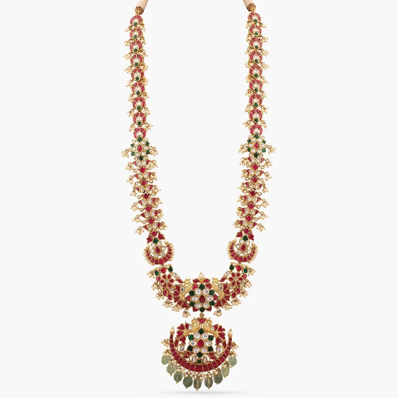 vintage floral engagement ring Shambhavi Kempu Jadau Silver Long Necklace