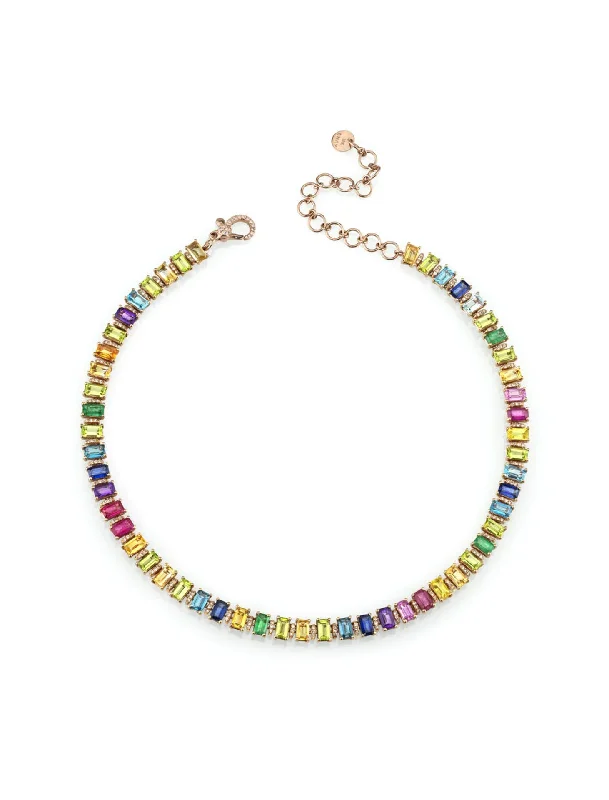 petite diamond promise ring Rainbow Eternity, 18K Yellow Gold Necklace