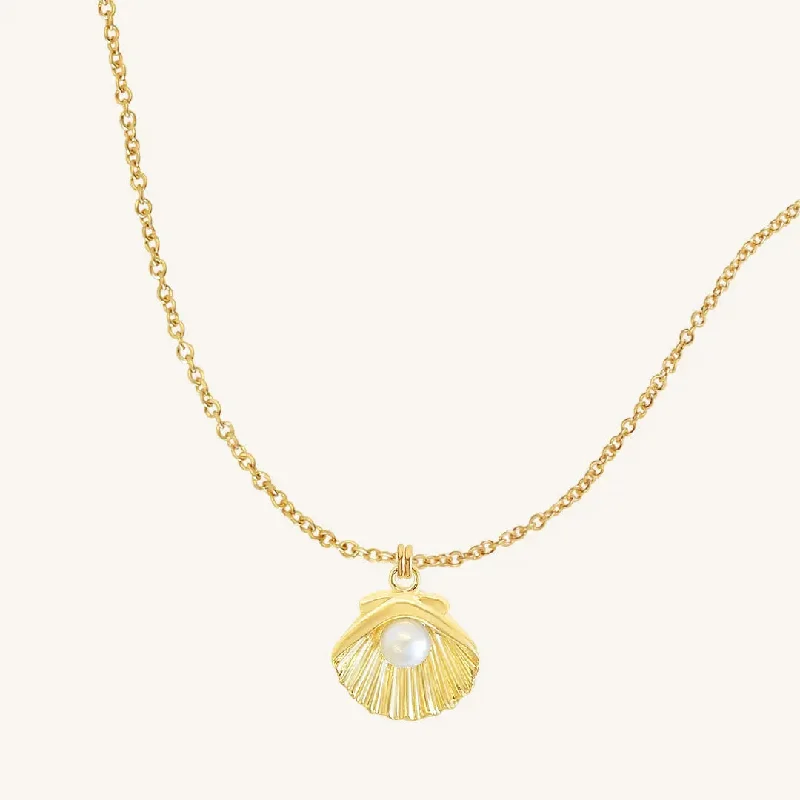 gold bar earrings minimalist Shore Pearl Necklace