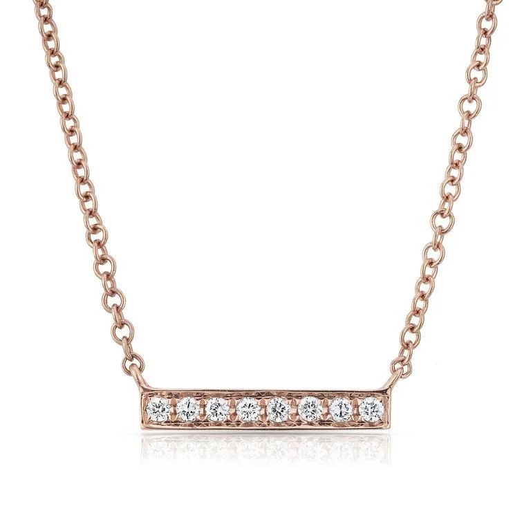 14K Rose Gold Short Diamond Bar Necklace