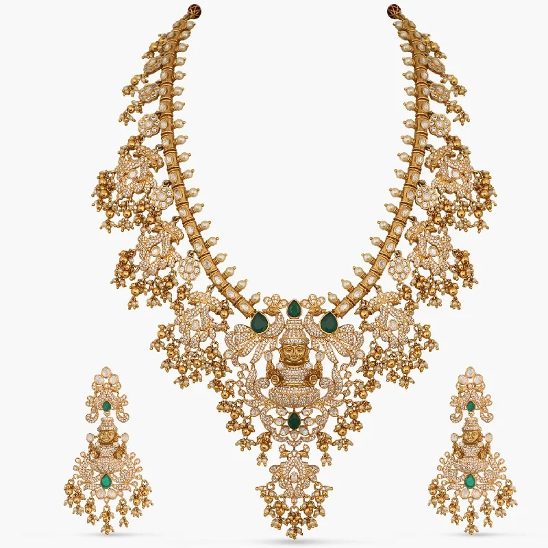 thin gold wire earrings Siddha Antique CZ Nakshi Silver Necklace