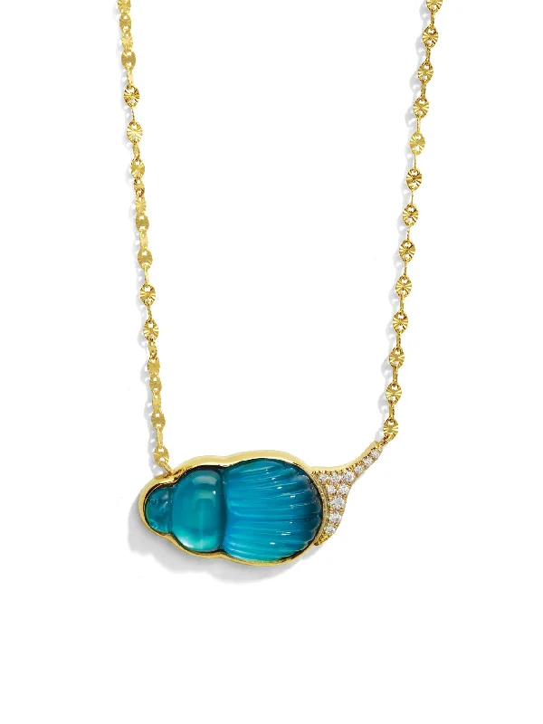 dainty heart charm necklace Sienna Big Blue Chalcedony & Diamond Scarab Yellow Gold Necklace dainty heart charm necklace Sienna Big Blue Chalcedony & Diamond Scarab Yellow Gold Necklace
