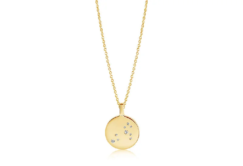 minimalist horseshoe necklace gold Zodiaco Leo Gold Plated Necklace w. White Zirconias