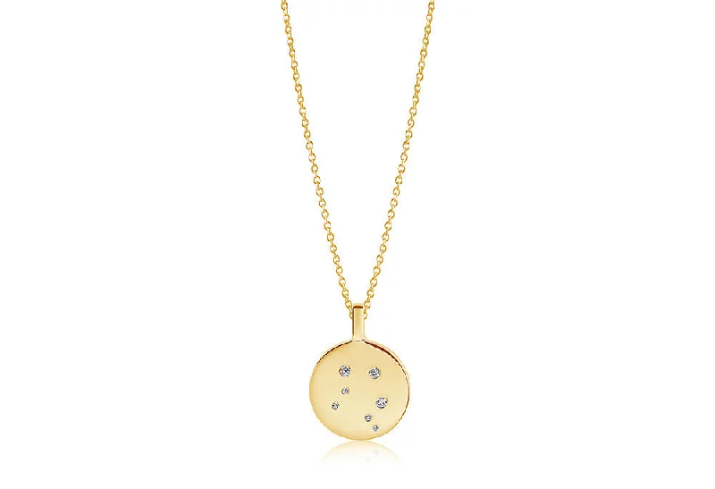 dainty gold chain earrings Zodiaco Libra Gold Plated Necklace w. White Zirconia