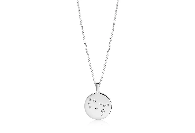 handmade gold nugget ring Zodiaco Gemini Silver Necklace w. White Zirconias