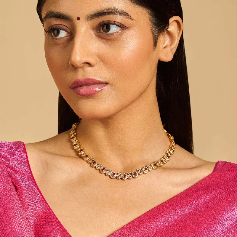 rose gold cubic zirconia earrings Silver Temple Necklace 173359