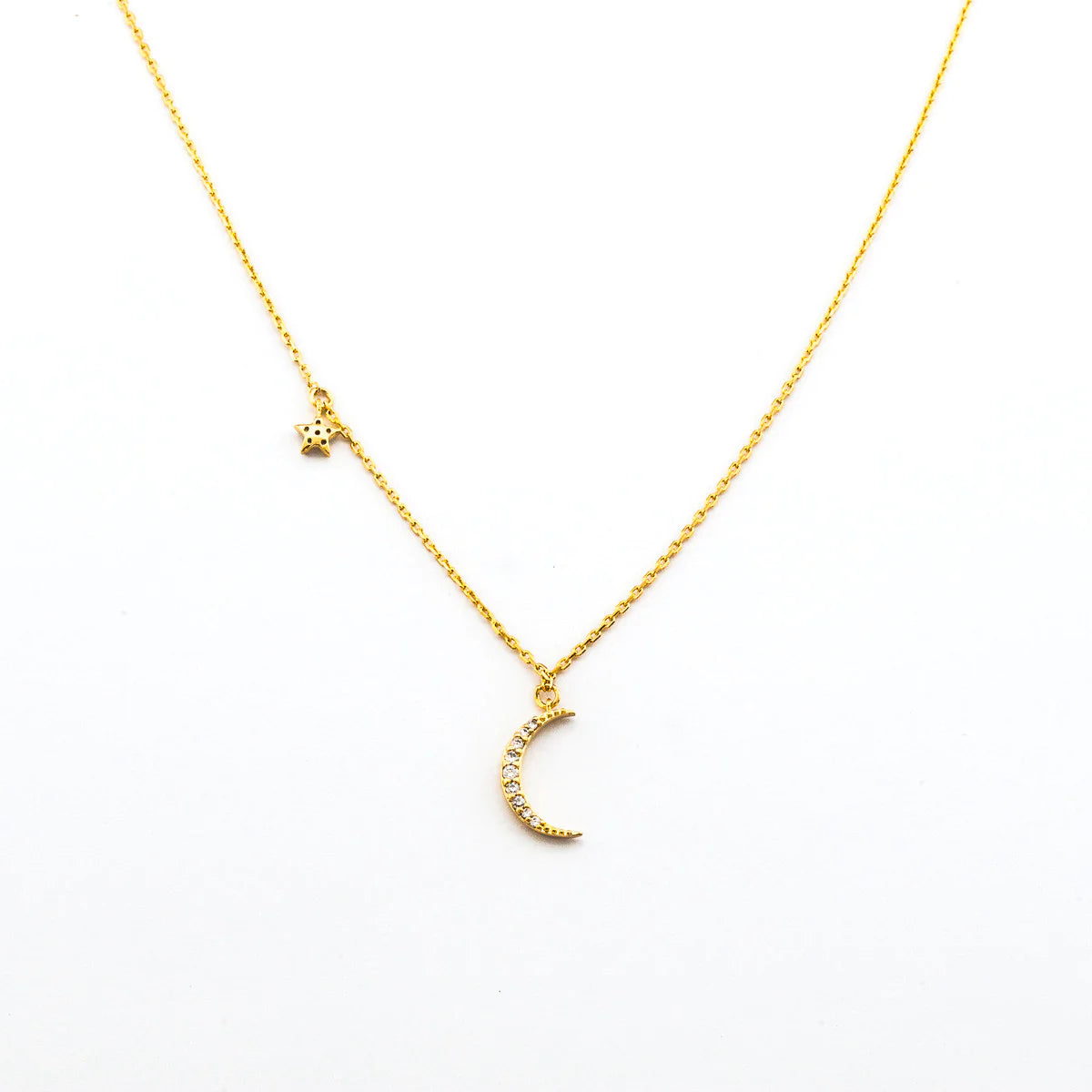 adjustable silver cuff bracelet Simple Crescent Moon Necklace W/Star on Chain