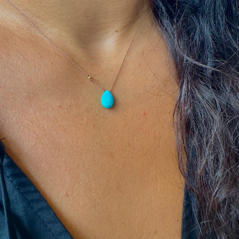 handcrafted raw crystal pendant SLEEPING BEAUTY TURQUOISE PENDANT NECKLACE
