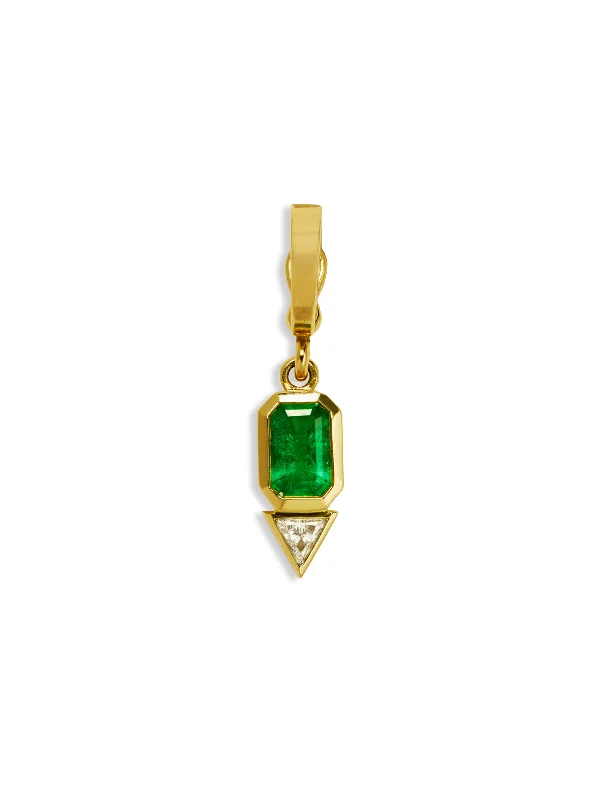 classic pearl strand necklace Small Emerald and Trillion Diamond Yellow Gold Charm classic pearl strand necklace Small Emerald and Trillion Diamond Yellow Gold Charm