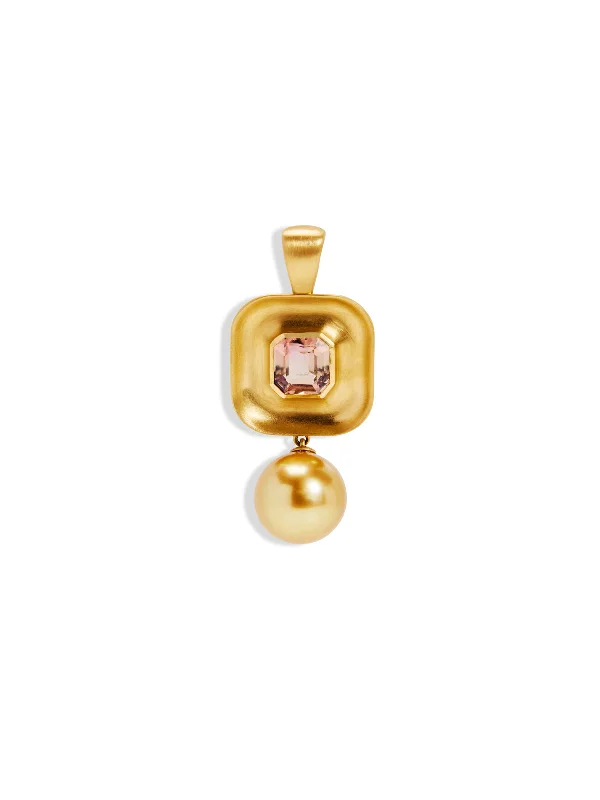 personalized hand-stamped bar ring South Sea Pearl & Peach Tourmaline Yellow Gold Mini Gong Pendant personalized hand-stamped bar ring South Sea Pearl & Peach Tourmaline Yellow Gold Mini Gong Pendant