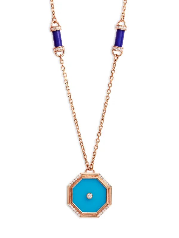 vintage-inspired moonstone necklace Small Hexagon Turquoise Amulets of Light Rose Gold Pendant Necklace vintage-inspired moonstone necklace Small Hexagon Turquoise Amulets of Light Rose Gold Pendant Necklace