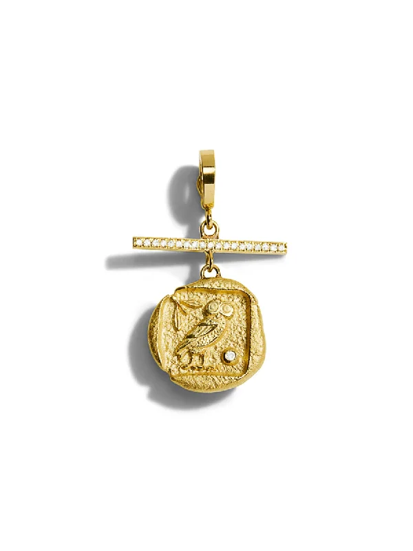 sterling silver dragonfly pendant Small Owl of Athena Yellow Gold Coin Charm With Diamond Bar sterling silver dragonfly pendant Small Owl of Athena Yellow Gold Coin Charm With Diamond Bar