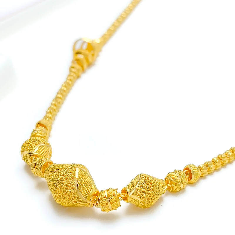 Sophisticated Curved Mesh 22k Gold Long Necklace - 29"