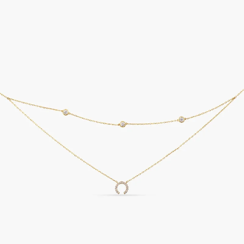 butterfly pendant necklace delicate Sparkle CZ Minimal Layered Silver Necklace