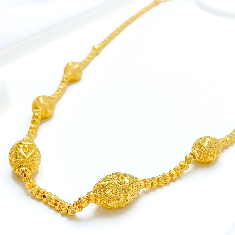 Sparkling Netted Marquise 22k Gold Necklace - 29"