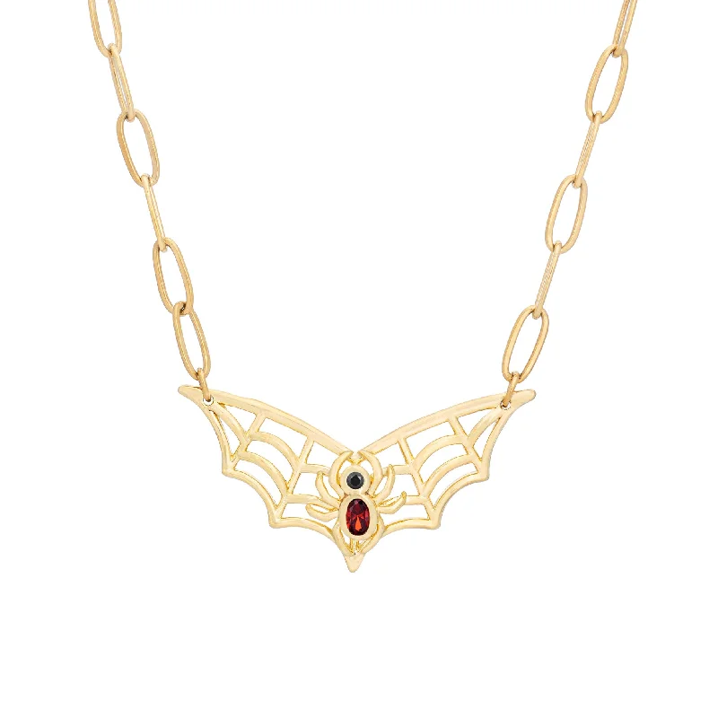 natural crystal pendant necklace Spider Web Necklace
