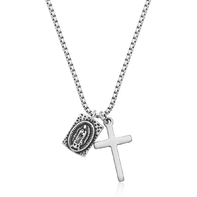 small diamond cross pendant Steelx Cross and Medallion Necklace