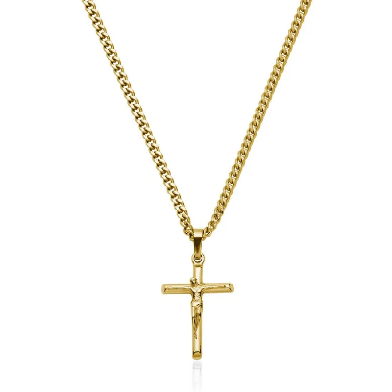 dainty gold chain ring Steelx Stainless Steel Crucifix Gold Cross Necklace