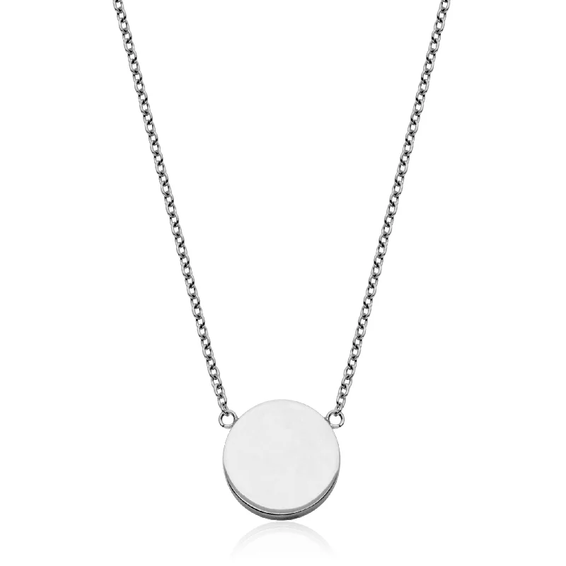 fine silver herringbone necklace Steelx Stainless Steel Round Disc Necklace