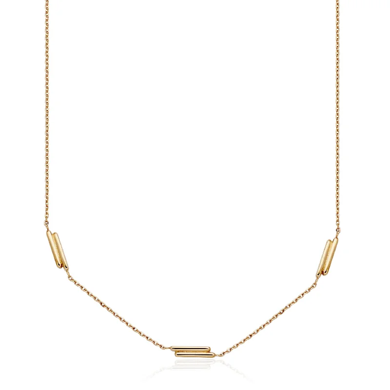classic gemstone stud earrings Steelx Gold Tone Bar Link Necklace