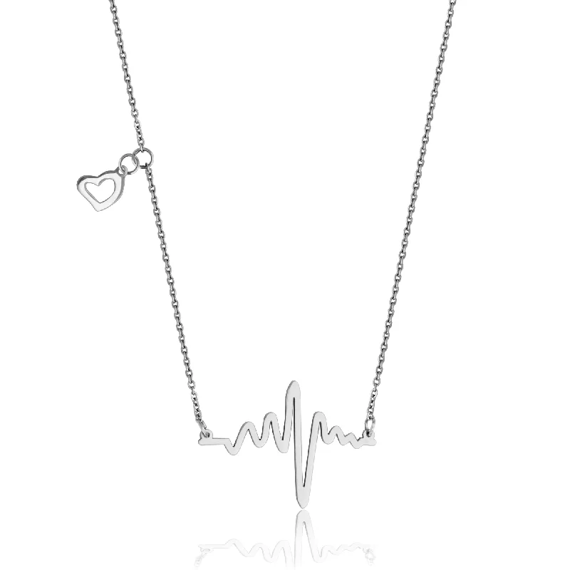 gold moonstone cocktail ring Steelx Stainless Steel Heartbeat Necklace