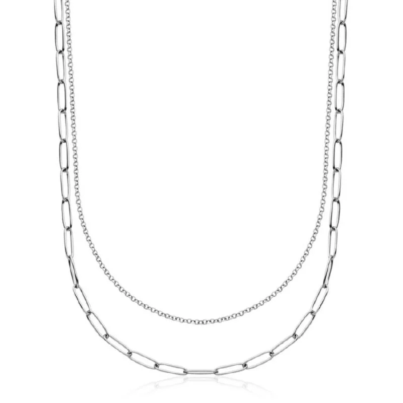 personalized name ring Steelx Layered Link Necklace