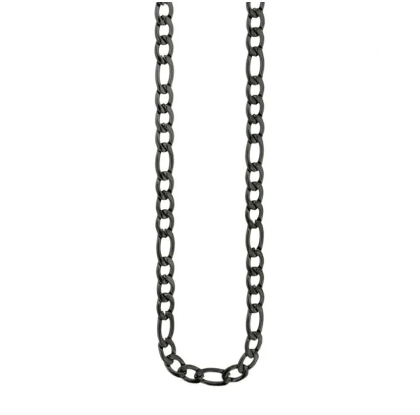 gothic black onyx ring men Steelx Stainless Steel 24" Men's Black Figaro Chain