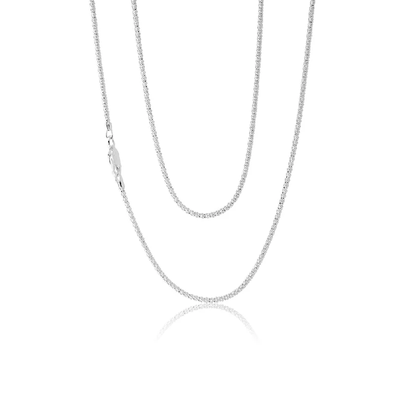 dainty sapphire gemstone bracelet Sterling Silver 45cm Fancy Popcorn Chain