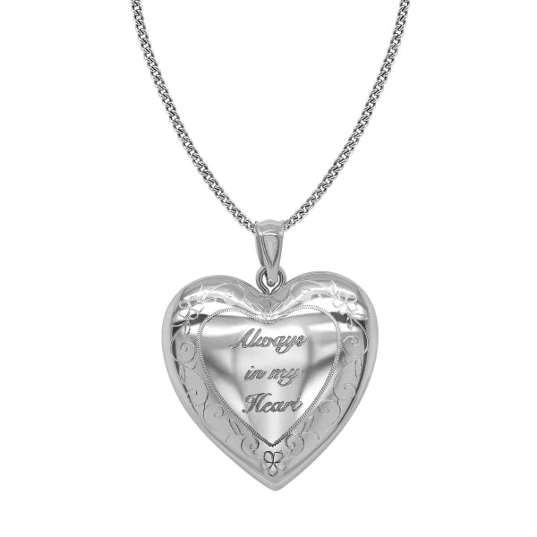 moissanite engagement ring affordable "Always In My Heart" Sterling Silver Locket Necklace moissanite engagement ring affordable "Always In My Heart" Sterling Silver Locket Necklace