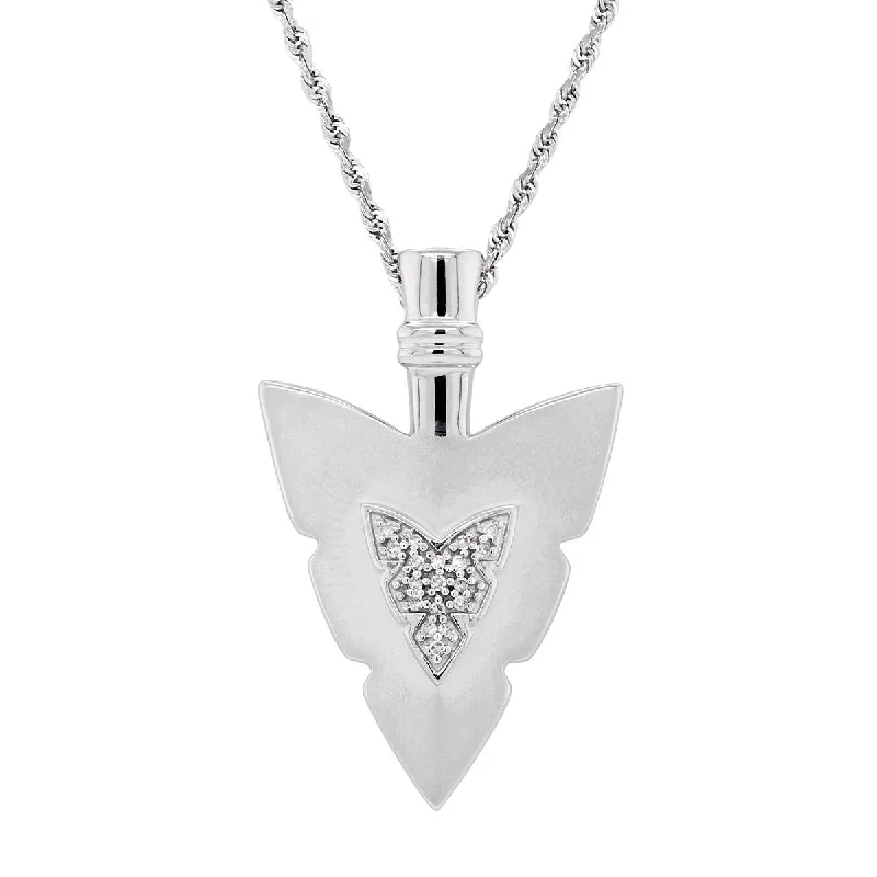 simple crystal earrings STERLING SILVER ARROWHEAD PENDANT NECKLACE WITH DIAMONDS, .05 CT TW simple crystal earrings STERLING SILVER ARROWHEAD PENDANT NECKLACE WITH DIAMONDS, .05 CT TW