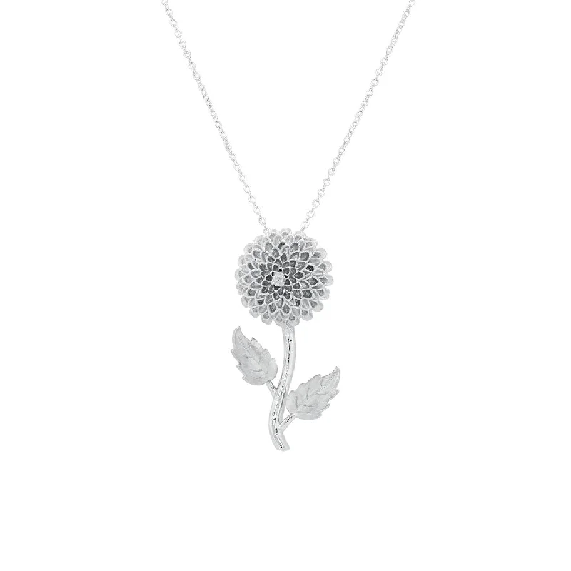 STERLING SILVER CHRYSANTHEMUM PENDANT NECKLACE