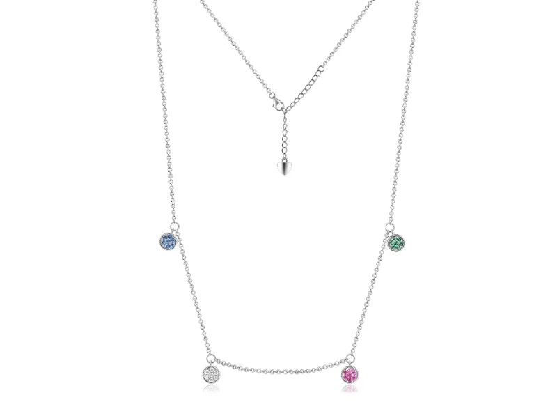 gemstone stacking rings colorful Sterling Silver Colour Necklace