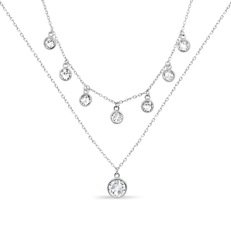 silver moon and star pendant Casablanca Sterling Silver & Crystal Two Strand Necklace silver moon and star pendant Casablanca Sterling Silver & Crystal Two Strand Necklace