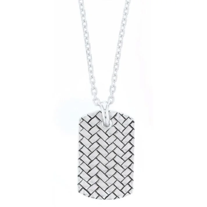 eternity ring for anniversary Casablanca Dog Tag Sterling Silver Weave Necklace