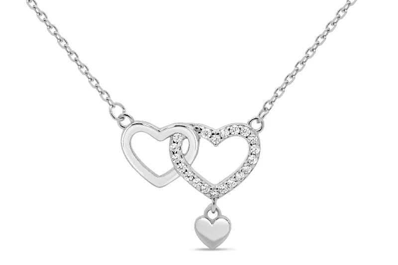 natural turquoise ring handmade Casablanca Double Heart Sterling Silver Necklace
