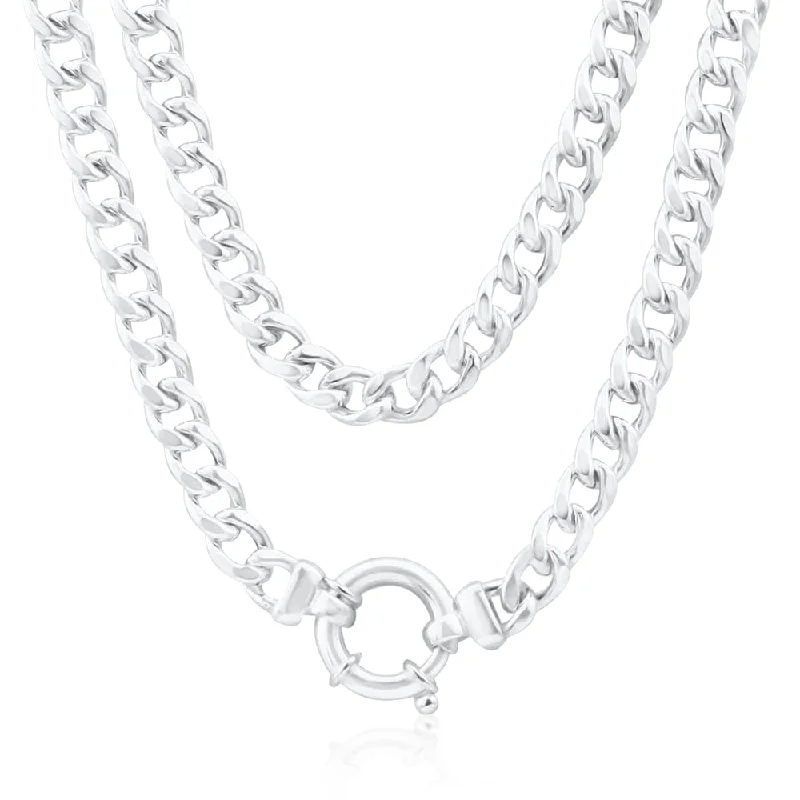 men’s silver wedding band Sterling Silver Hollow Curb Boltring Chain 45cm