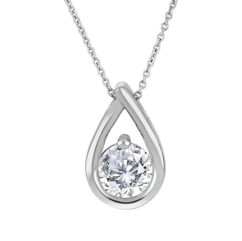 rose gold initial pendant necklace Casablanca Sterling Silver Lab Grown Round 1.00Ct Diamond Necklace rose gold initial pendant necklace Casablanca Sterling Silver Lab Grown Round 1.00Ct Diamond Necklace