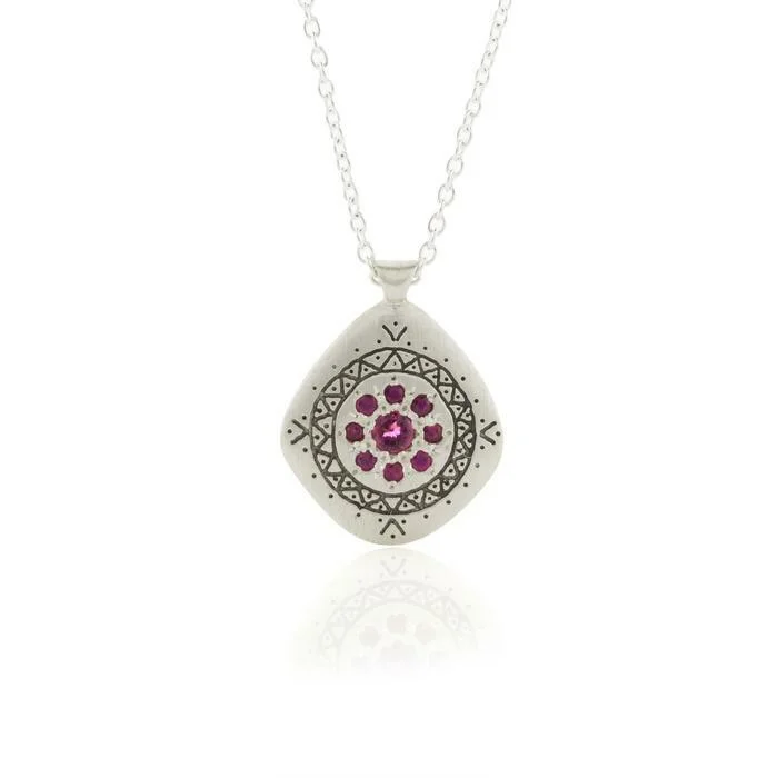 personalized coordinates ring custom Pink Tourmaline & Ruby Memories Pendant Necklace