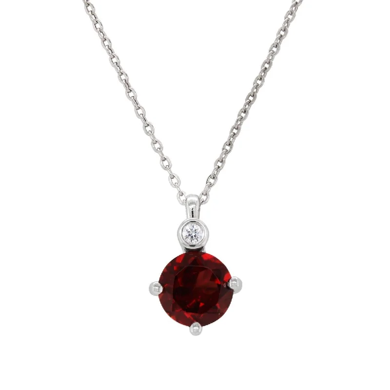 vintage art deco sapphire ring STERLING SILVER NECKLACE WITH GARNET AND LAB GROWN DIAMOND ACCENT, .02 CT vintage art deco sapphire ring STERLING SILVER NECKLACE WITH GARNET AND LAB GROWN DIAMOND ACCENT, .02 CT