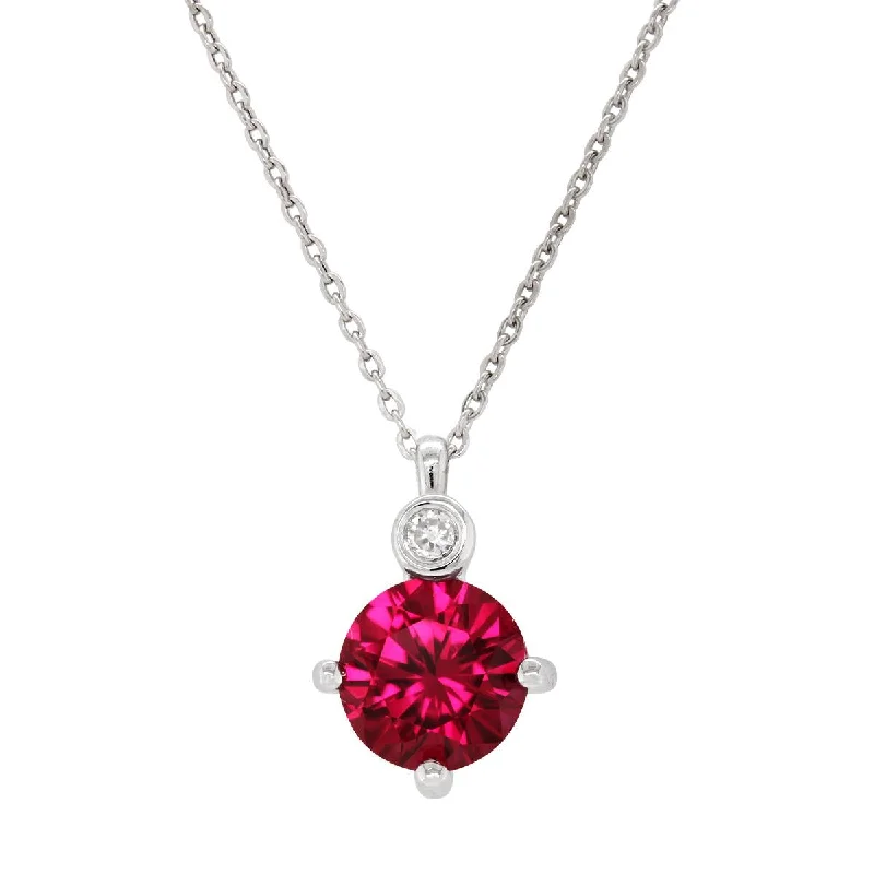 minimal diamond bar necklace STERLING SILVER NECKLACE WITH LAB GROWN RUBY AND DIAMOND ACCENT, .02 CT minimal diamond bar necklace STERLING SILVER NECKLACE WITH LAB GROWN RUBY AND DIAMOND ACCENT, .02 CT