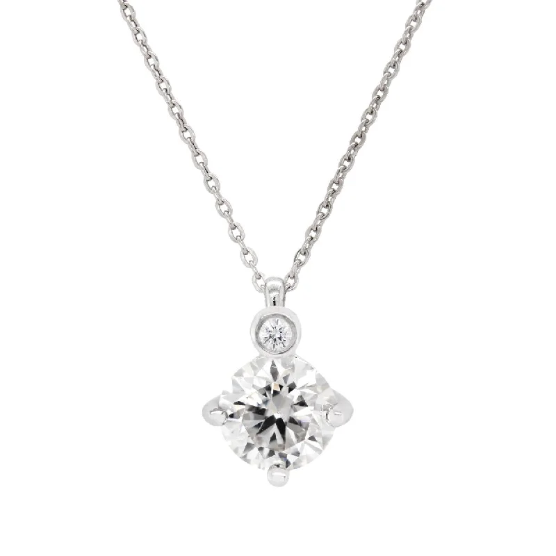 dainty heart charm necklace STERLING SILVER NECKLACE WITH MOISSANITE AND LAB GROWN DIAMOND ACCENT, .02 CT dainty heart charm necklace STERLING SILVER NECKLACE WITH MOISSANITE AND LAB GROWN DIAMOND ACCENT, .02 CT