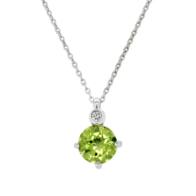 antique filigree wedding band STERLING SILVER NECKLACE WITH PERIDOT AND LAB GROWN DIAMOND ACCENT, .02 CT