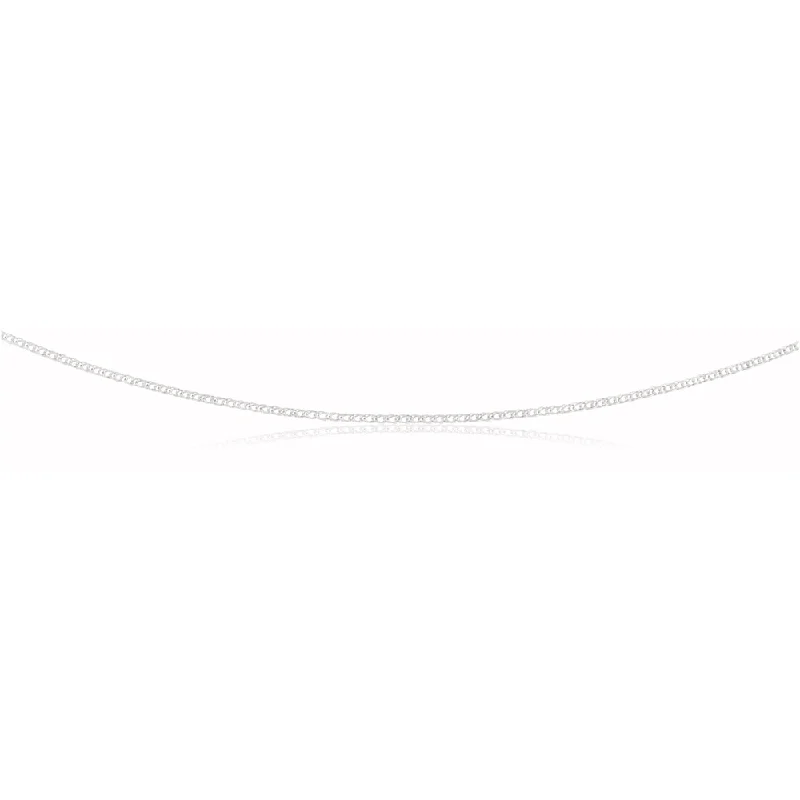 pearl stud earrings classic Sterling Silver Rhodium Plated 45cm Double Curb Chain