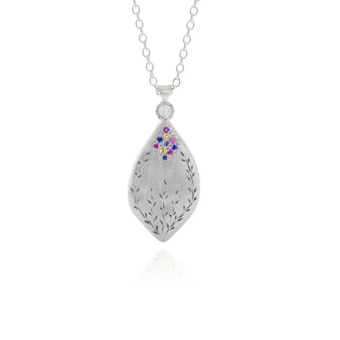 birthstone necklace for mom Multisapphire Diamond Secret Garden Pendant