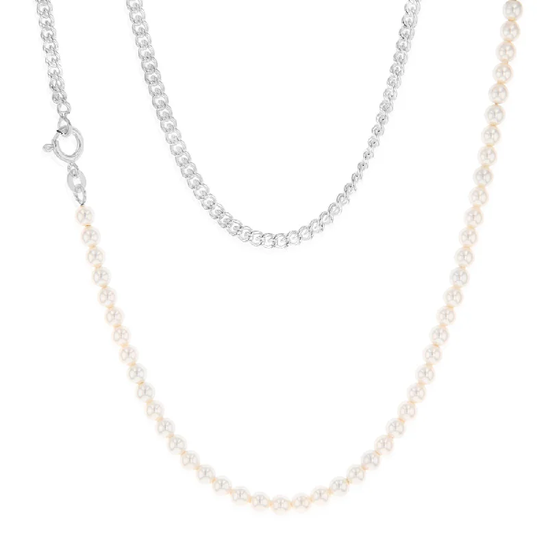 hammered gold stacking rings Sterling Silver Simulated Pearls 45cm Chain