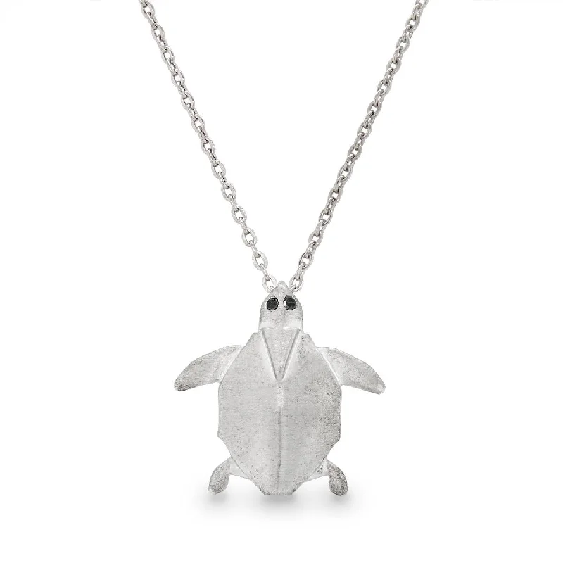 vintage sapphire necklace STERLING SILVER SMALL ORIGAMI TURTLE PENDANT NECKLACE