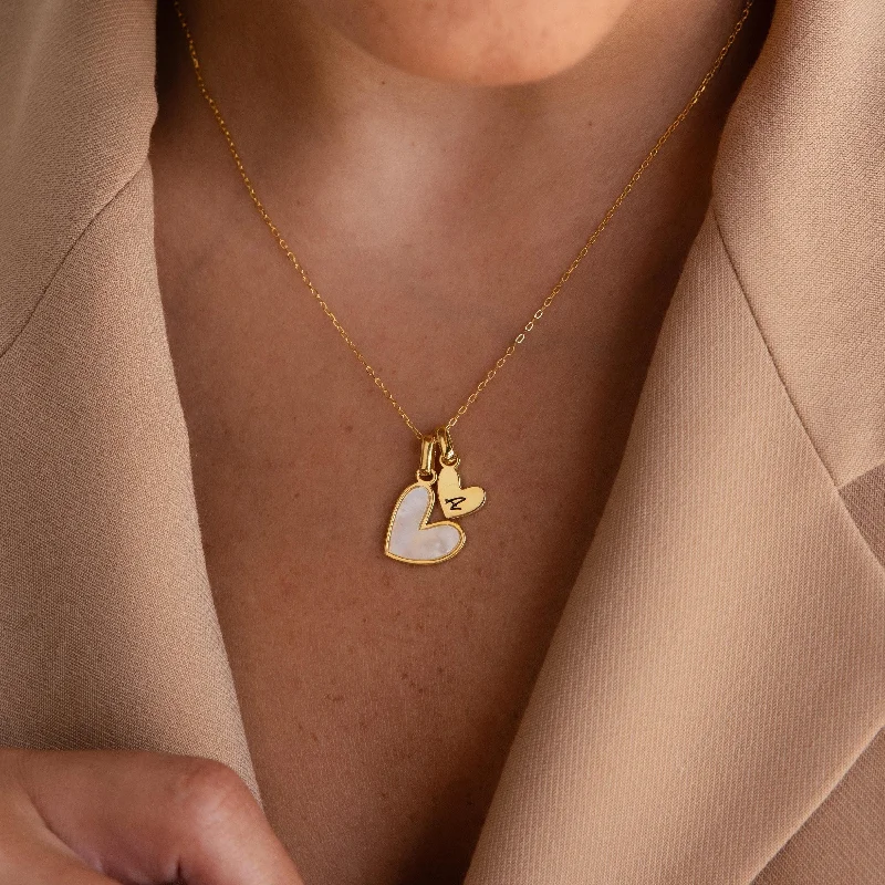personalized initial ring stackable Stylish Pearl Initial Heart Necklace