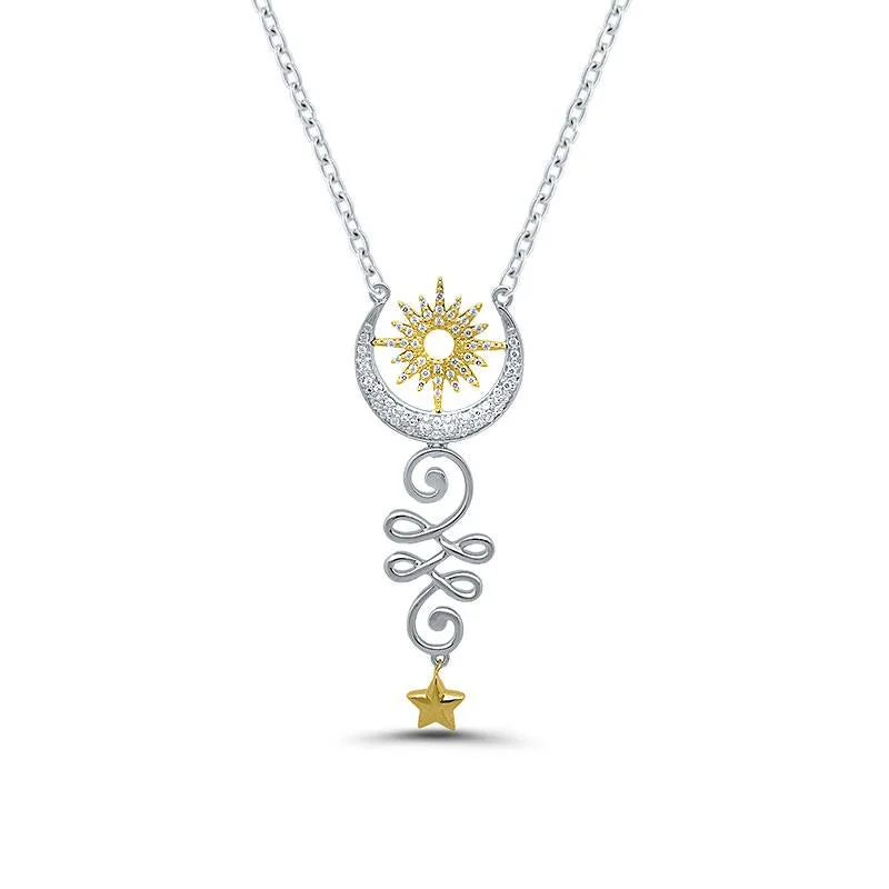 SUN, MOON, AND STARS DIAMOND PENDANT