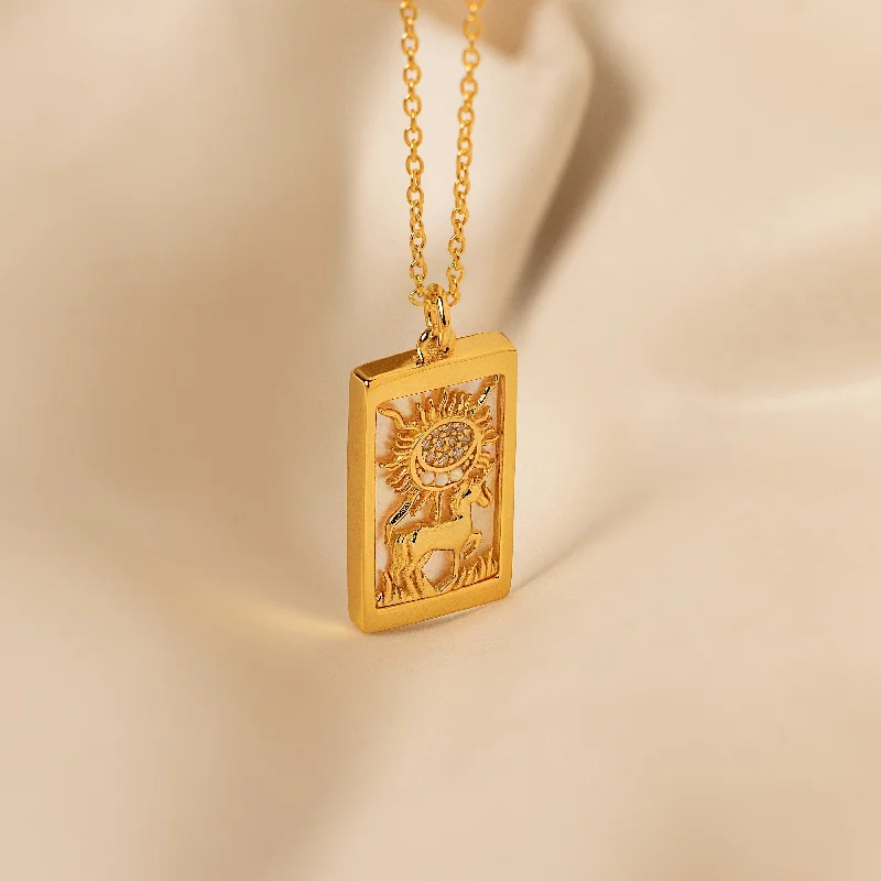 gold and turquoise statement ring Sun & Moon Tarot Necklace