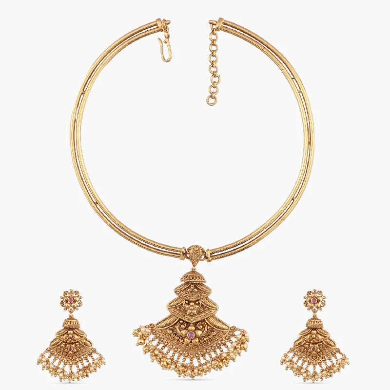 boho shell beaded anklet Swara Classic Floral Silver Hasli Set
